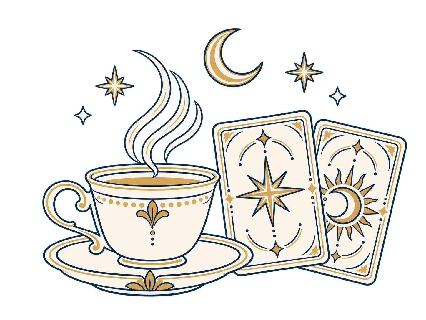 Krem fincan ve tarot kartlari
